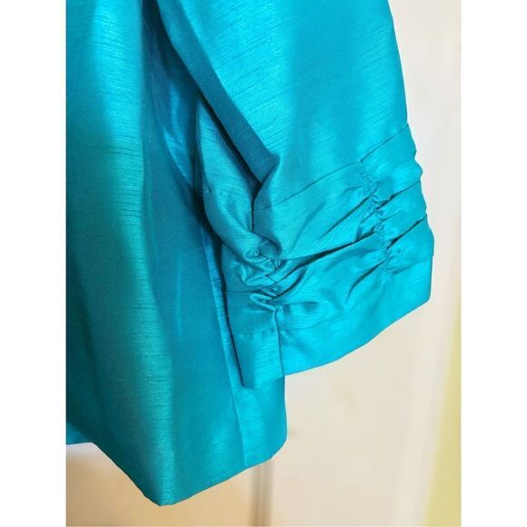 Dressbarn Women’s Size Large Turquoise Open Front Blazer Business Casual GUC - Picture 7 of 13